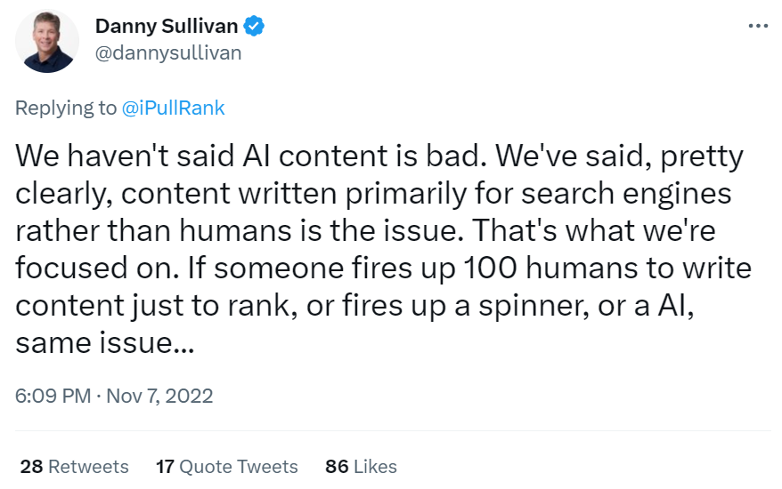 Danny Sullivann AI tweet image