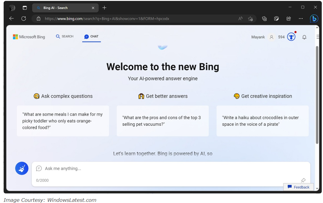 New Bing Screenshot image