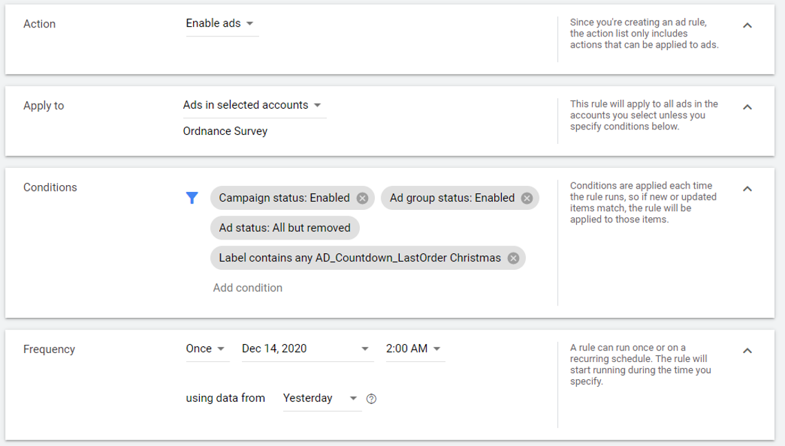 Google ads optimisation rule building image
