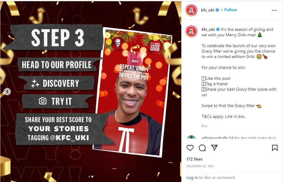 Kfc instagram contest UGC example image