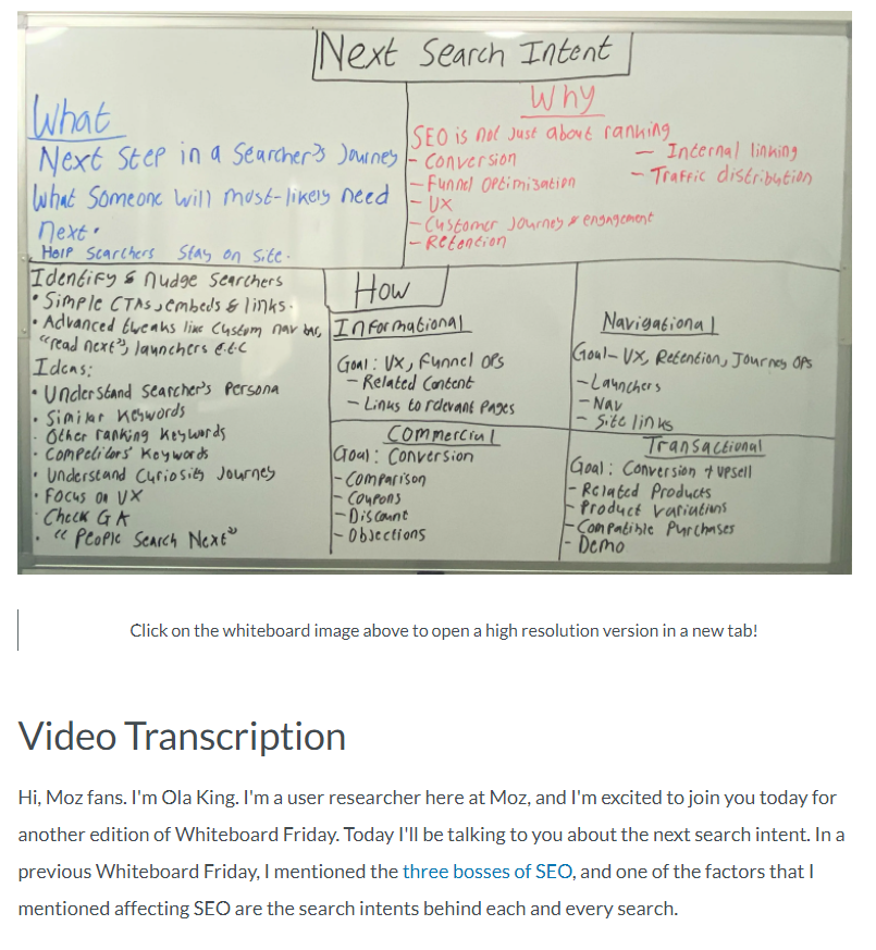 Video content transcripts image