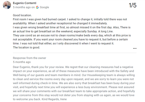 Example google review image